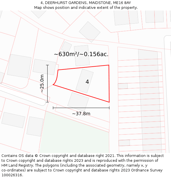 4, DEERHURST GARDENS, MAIDSTONE, ME16 8AY: Plot and title map
