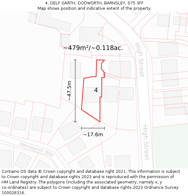 4, DELF GARTH, DODWORTH, BARNSLEY, S75 3FF: Plot and title map