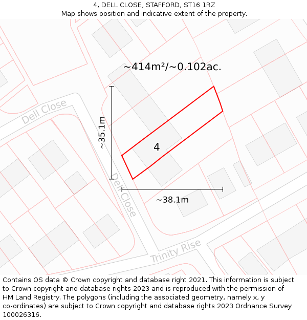 4, DELL CLOSE, STAFFORD, ST16 1RZ: Plot and title map