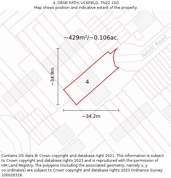 4, DENE PATH, UCKFIELD, TN22 1SG: Plot and title map