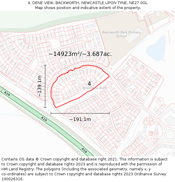 4, DENE VIEW, BACKWORTH, NEWCASTLE UPON TYNE, NE27 0GL: Plot and title map
