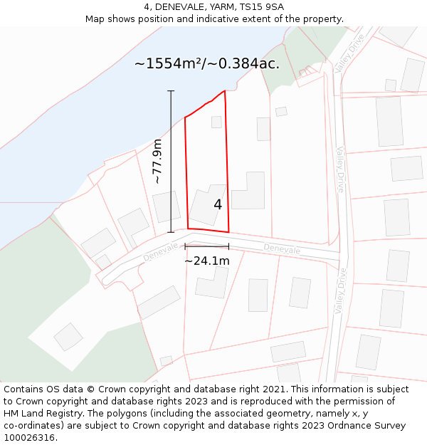 4, DENEVALE, YARM, TS15 9SA: Plot and title map