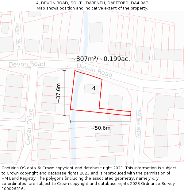 4, DEVON ROAD, SOUTH DARENTH, DARTFORD, DA4 9AB: Plot and title map