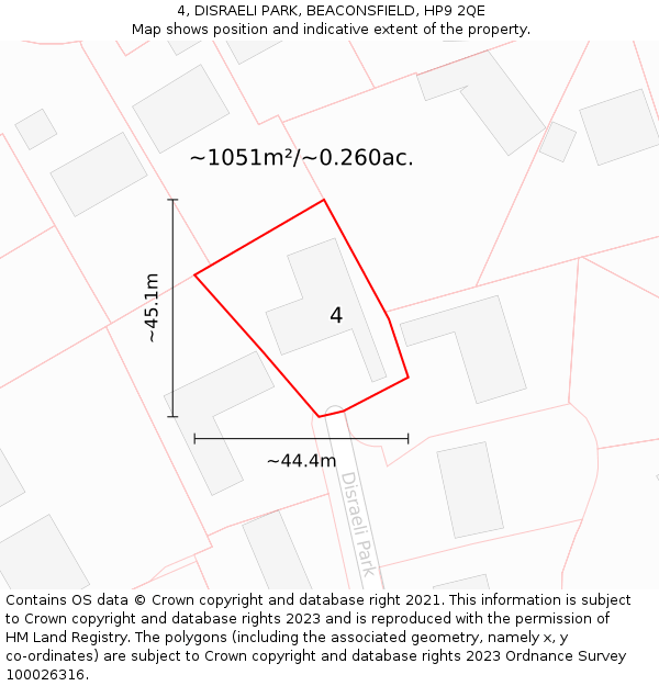 4, DISRAELI PARK, BEACONSFIELD, HP9 2QE: Plot and title map