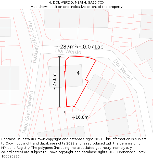 4, DOL WERDD, NEATH, SA10 7QX: Plot and title map