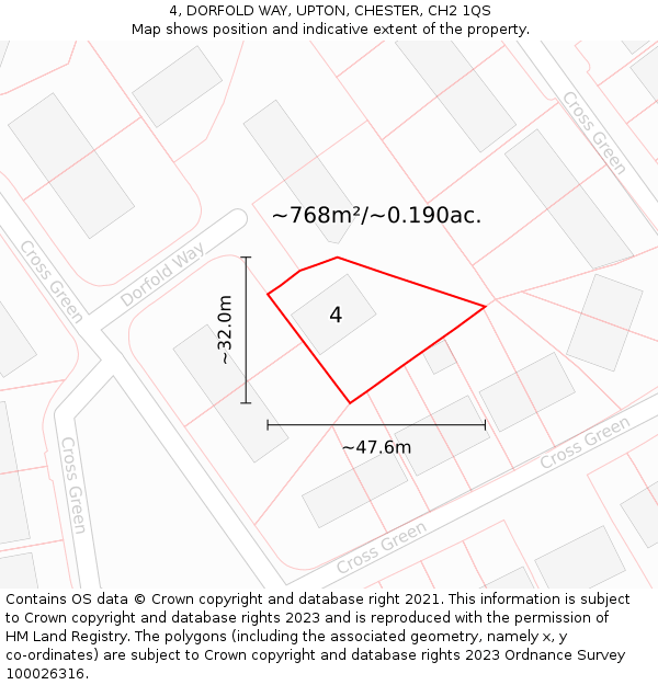 4, DORFOLD WAY, UPTON, CHESTER, CH2 1QS: Plot and title map