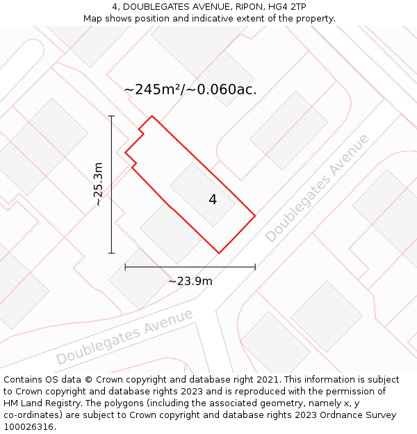 4, DOUBLEGATES AVENUE, RIPON, HG4 2TP: Plot and title map