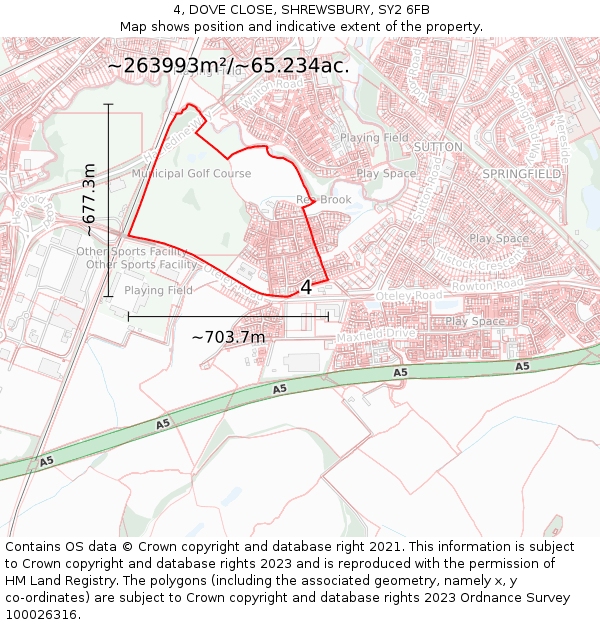 4, DOVE CLOSE, SHREWSBURY, SY2 6FB: Plot and title map