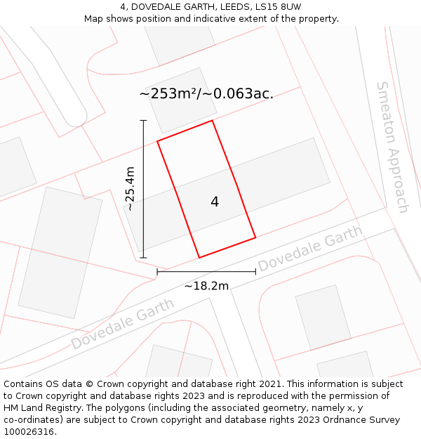 4, DOVEDALE GARTH, LEEDS, LS15 8UW: Plot and title map