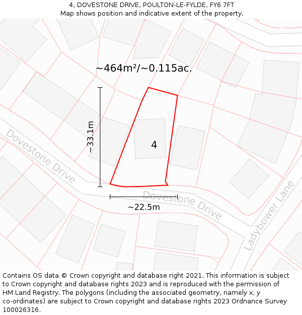 4, DOVESTONE DRIVE, POULTON-LE-FYLDE, FY6 7FT: Plot and title map