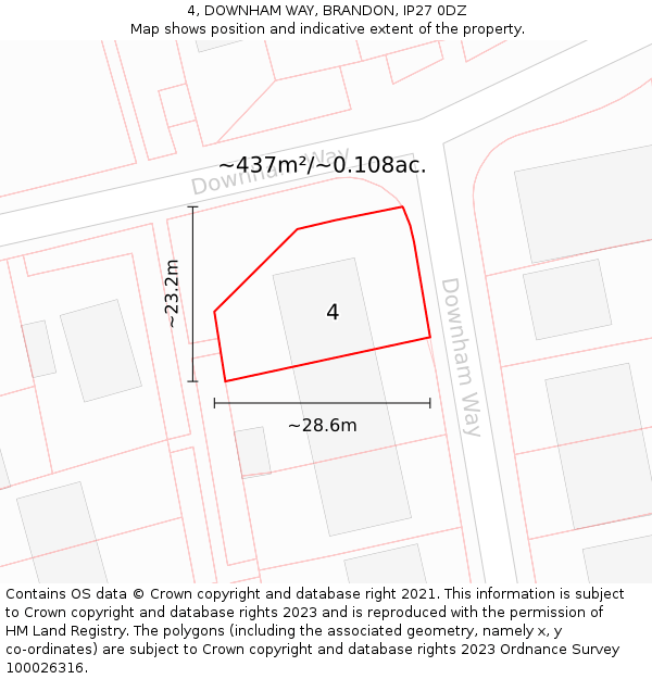 4, DOWNHAM WAY, BRANDON, IP27 0DZ: Plot and title map