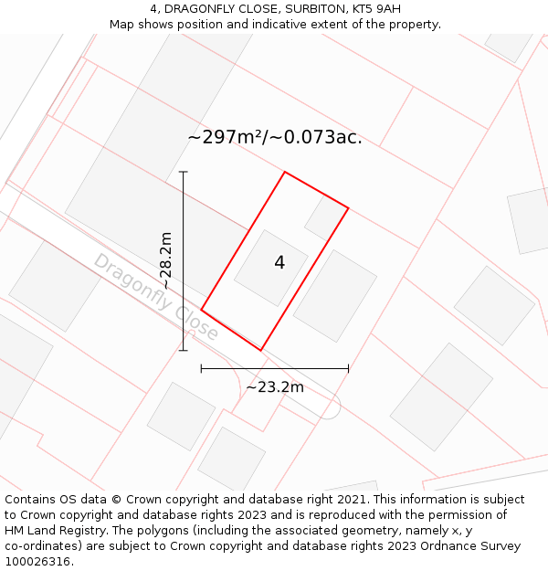 4, DRAGONFLY CLOSE, SURBITON, KT5 9AH: Plot and title map