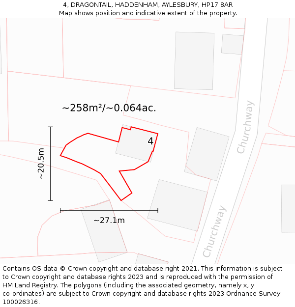 4, DRAGONTAIL, HADDENHAM, AYLESBURY, HP17 8AR: Plot and title map