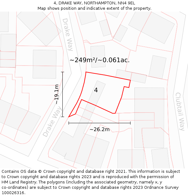 4, DRAKE WAY, NORTHAMPTON, NN4 9EL: Plot and title map