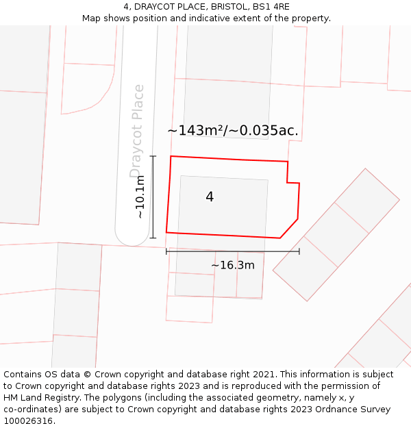 4, DRAYCOT PLACE, BRISTOL, BS1 4RE: Plot and title map