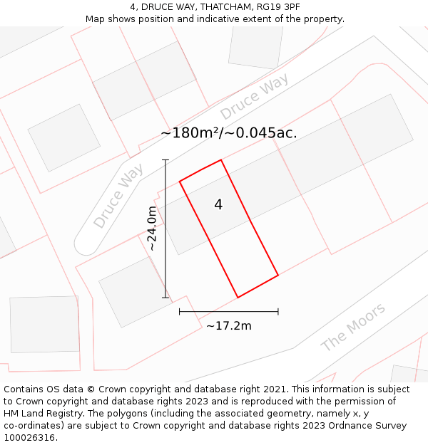 4, DRUCE WAY, THATCHAM, RG19 3PF: Plot and title map