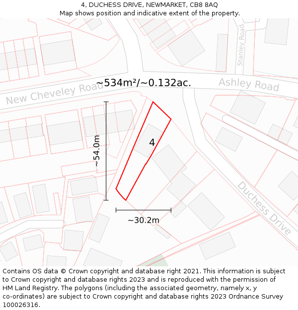 4, DUCHESS DRIVE, NEWMARKET, CB8 8AQ: Plot and title map