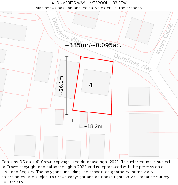 4, DUMFRIES WAY, LIVERPOOL, L33 1EW: Plot and title map