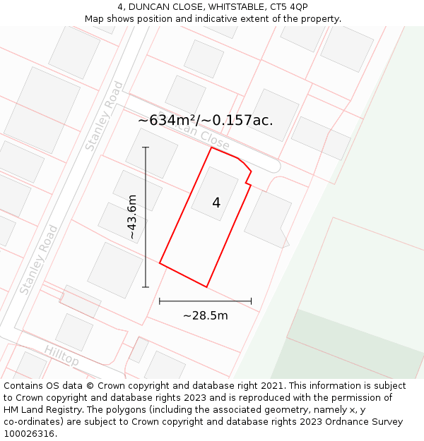4, DUNCAN CLOSE, WHITSTABLE, CT5 4QP: Plot and title map