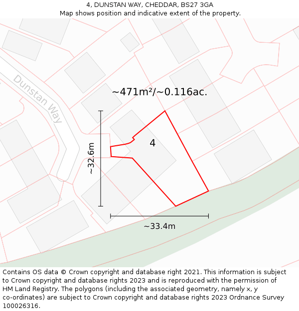 4, DUNSTAN WAY, CHEDDAR, BS27 3GA: Plot and title map