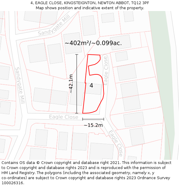 4, EAGLE CLOSE, KINGSTEIGNTON, NEWTON ABBOT, TQ12 3PF: Plot and title map