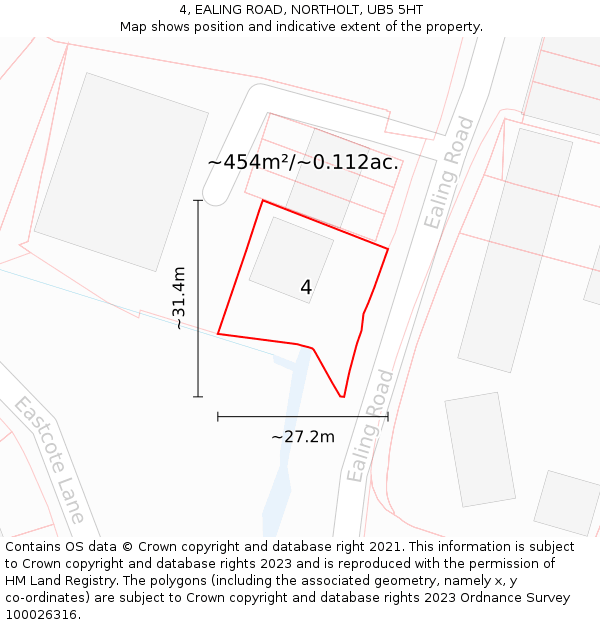 4, EALING ROAD, NORTHOLT, UB5 5HT: Plot and title map