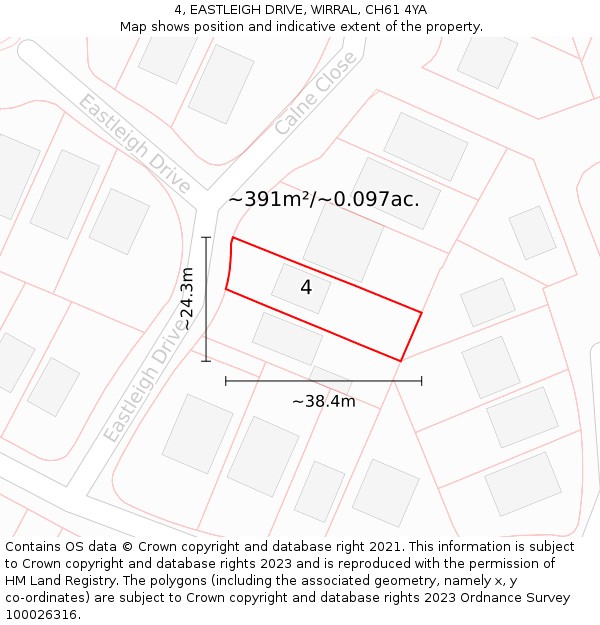 4, EASTLEIGH DRIVE, WIRRAL, CH61 4YA: Plot and title map