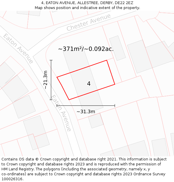 4, EATON AVENUE, ALLESTREE, DERBY, DE22 2EZ: Plot and title map