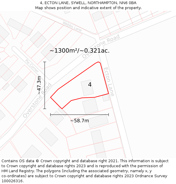 4, ECTON LANE, SYWELL, NORTHAMPTON, NN6 0BA: Plot and title map