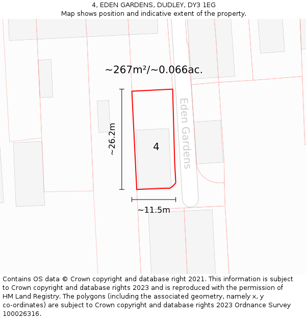 4, EDEN GARDENS, DUDLEY, DY3 1EG: Plot and title map