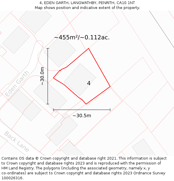 4, EDEN GARTH, LANGWATHBY, PENRITH, CA10 1NT: Plot and title map