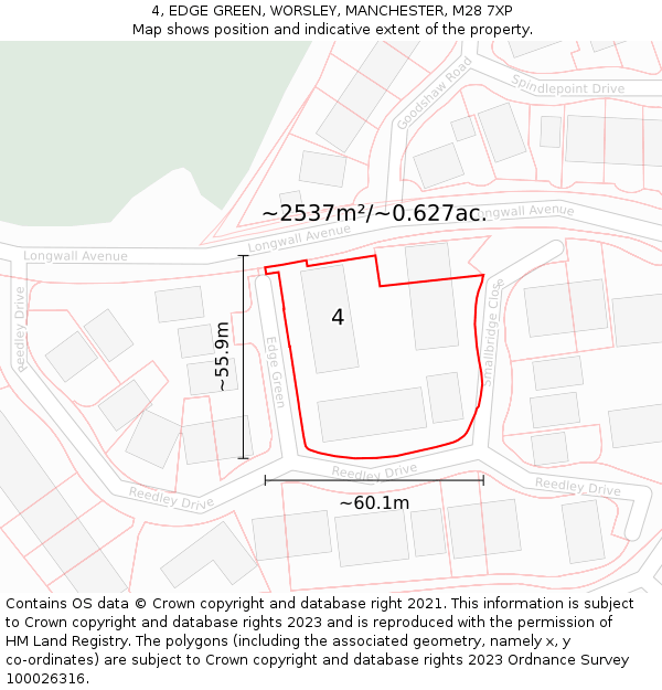 4, EDGE GREEN, WORSLEY, MANCHESTER, M28 7XP: Plot and title map
