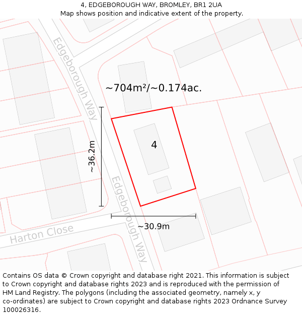 4, EDGEBOROUGH WAY, BROMLEY, BR1 2UA: Plot and title map