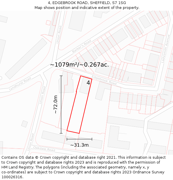 4, EDGEBROOK ROAD, SHEFFIELD, S7 1SG: Plot and title map