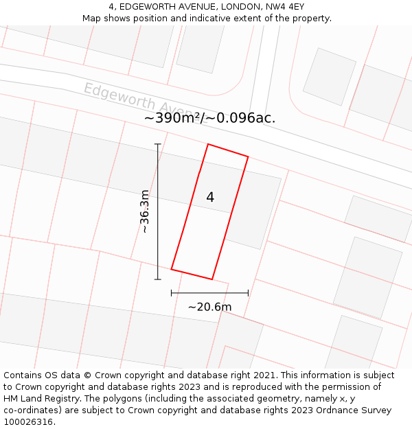 4, EDGEWORTH AVENUE, LONDON, NW4 4EY: Plot and title map