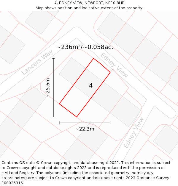 4, EDNEY VIEW, NEWPORT, NP10 8HP: Plot and title map