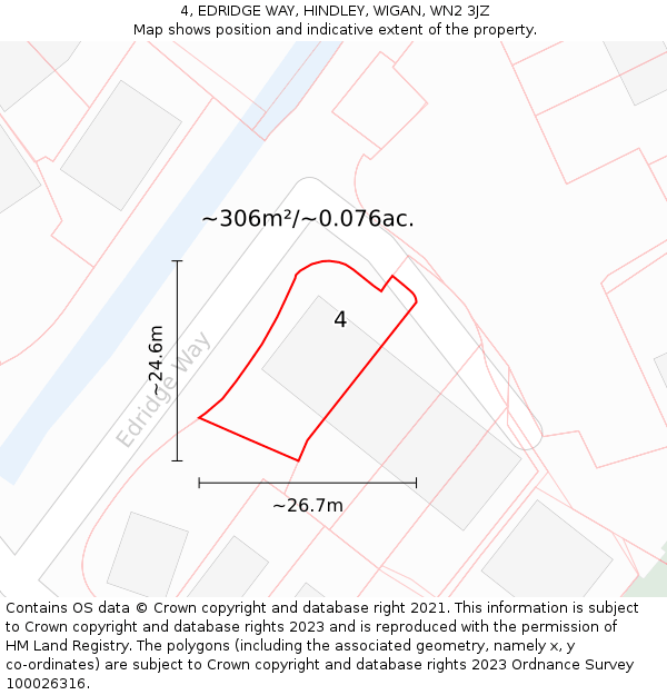 4, EDRIDGE WAY, HINDLEY, WIGAN, WN2 3JZ: Plot and title map