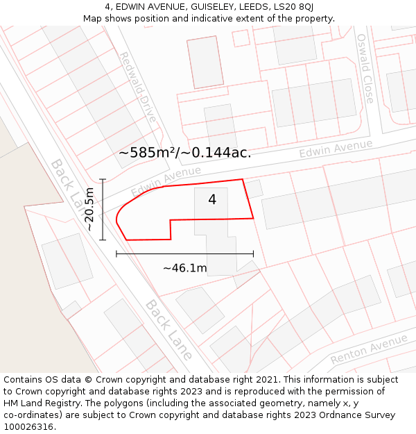 4, EDWIN AVENUE, GUISELEY, LEEDS, LS20 8QJ: Plot and title map