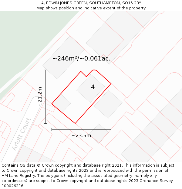 4, EDWIN JONES GREEN, SOUTHAMPTON, SO15 2RY: Plot and title map