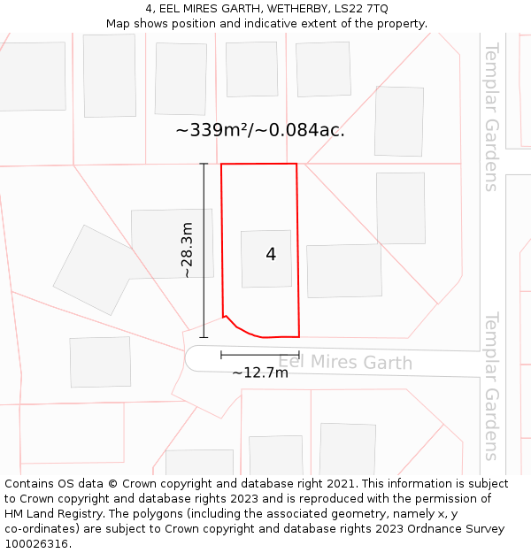 4, EEL MIRES GARTH, WETHERBY, LS22 7TQ: Plot and title map