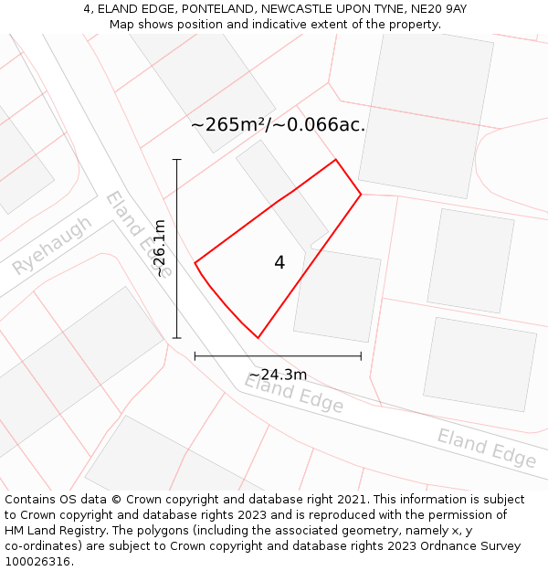 4, ELAND EDGE, PONTELAND, NEWCASTLE UPON TYNE, NE20 9AY: Plot and title map