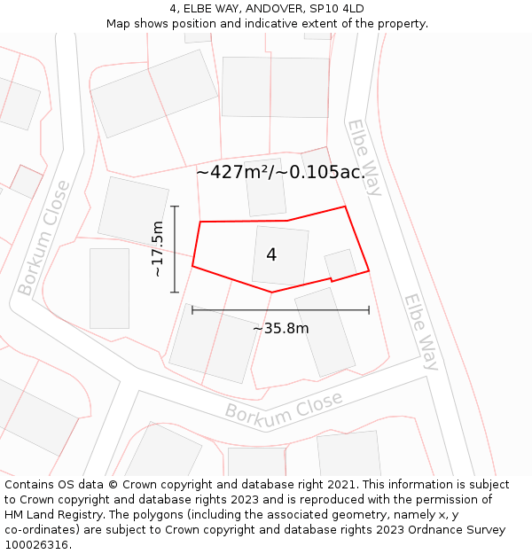 4, ELBE WAY, ANDOVER, SP10 4LD: Plot and title map