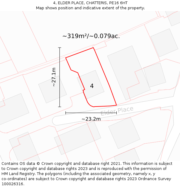 4, ELDER PLACE, CHATTERIS, PE16 6HT: Plot and title map