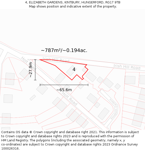 4, ELIZABETH GARDENS, KINTBURY, HUNGERFORD, RG17 9TB: Plot and title map