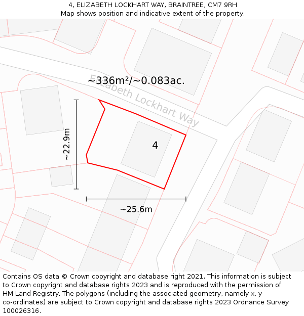 4, ELIZABETH LOCKHART WAY, BRAINTREE, CM7 9RH: Plot and title map