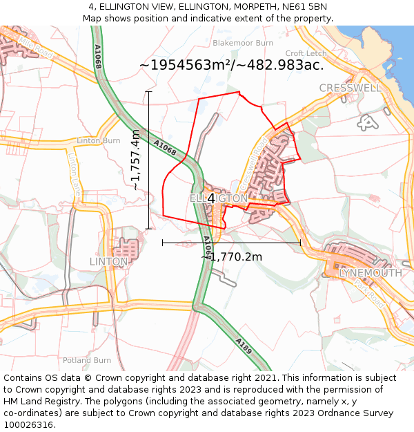 4, ELLINGTON VIEW, ELLINGTON, MORPETH, NE61 5BN: Plot and title map