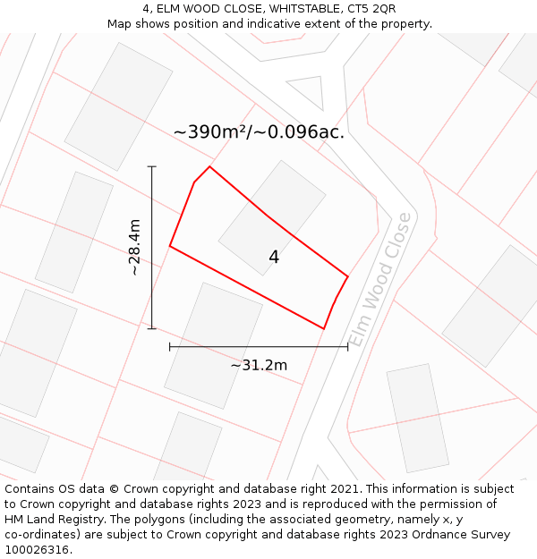 4, ELM WOOD CLOSE, WHITSTABLE, CT5 2QR: Plot and title map