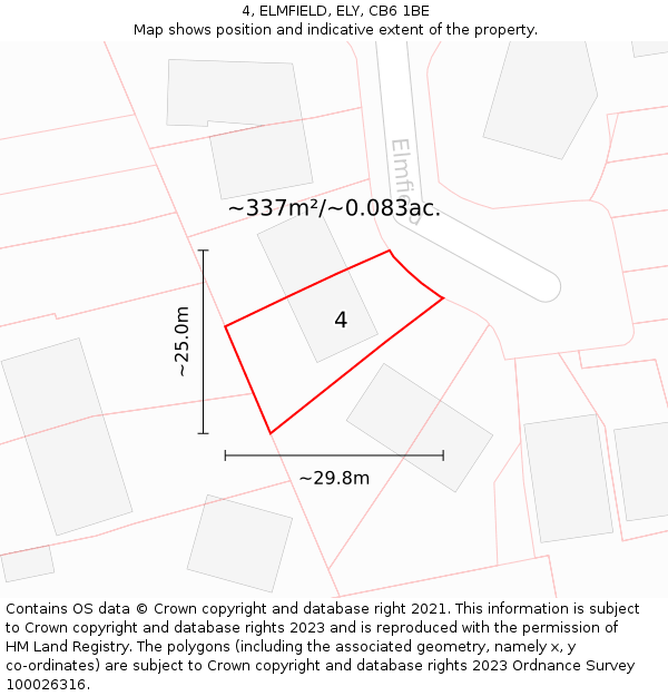 4, ELMFIELD, ELY, CB6 1BE: Plot and title map
