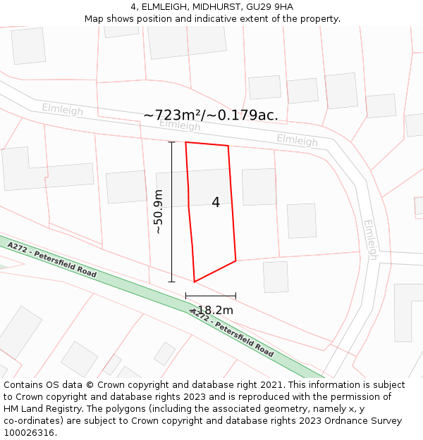 4, ELMLEIGH, MIDHURST, GU29 9HA: Plot and title map