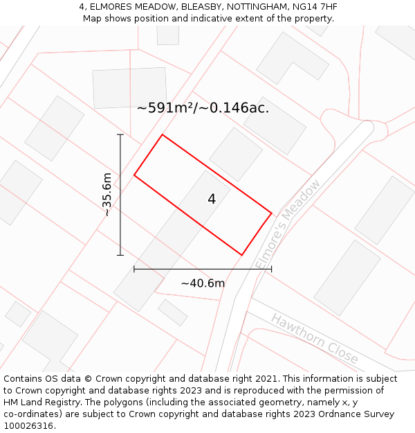 4, ELMORES MEADOW, BLEASBY, NOTTINGHAM, NG14 7HF: Plot and title map